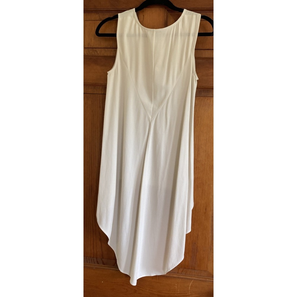 Eileen Fisher Womens XS Sleeveless Ivory Beige Silk Hi Low Tunic Chic Neutral - Picture 2 of 6